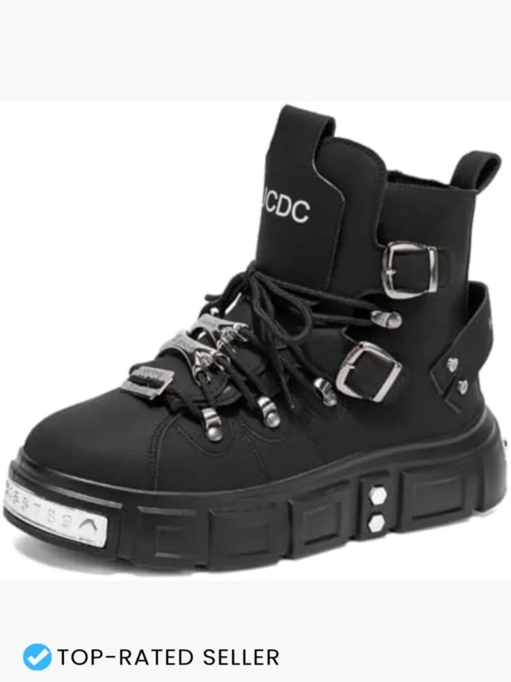 Men's Goth Combat Punk Ankle Boots Platform Lace-Up Side Zipper Chunky Sole